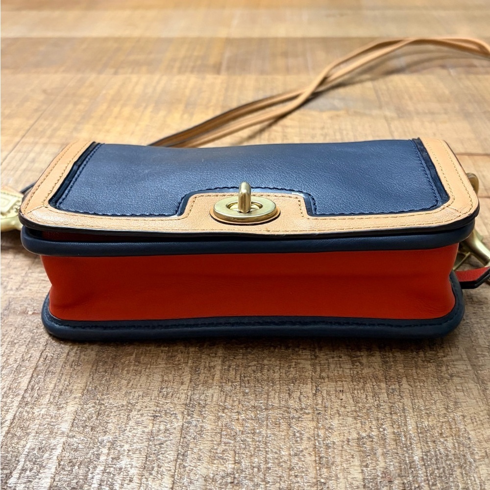 Coach Color Block Navy & Red Leather Turnlock Crossbody Style 19898 - Picture 11 of 15